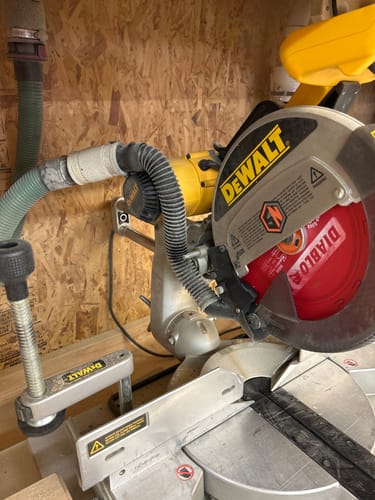 Customer photo review of Dewalt DW708 Sliding Miter Saw Dust Collection Chute