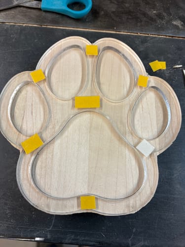 Customer photo review of Dog Paw Print Tray / Inlay Acrylic Router Template