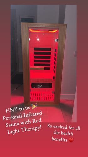 Customer photo review of Homrest 1-Person Full Spectrum Infrared Sauna, Indoor Low EMF Sauna with Red Light Therapy