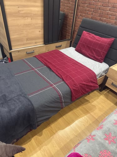 Customer photo review of Warm Flanel Tek Kişilik Nevresim Takımı Sento Gri