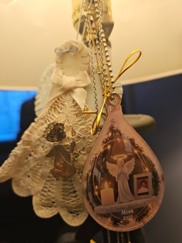 Customer photo review of Personalized Angel Candle Globe Acrylic Ornament With Loss Of Loved One Photo For Christmas Condolence Gift