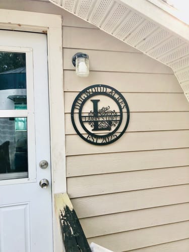 Customer photo review of Custom Metal Family Established Monogram Wall Art - 20+ Color Options