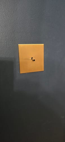 Customer photo review of 1 Gang 2 Way Toggle Light Switch Black Toggle with Brushed Brass / Matt Gold Plate Finish