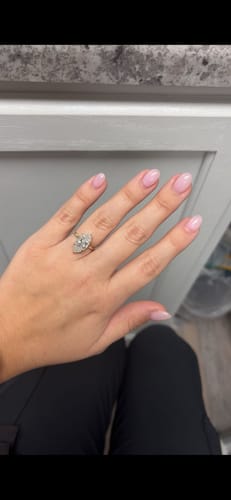 Customer photo review of Verne 3.5 Carat Marquise Cut Low Profile Solitaire Moissanite Diamond Ring in 10k Yellow Gold