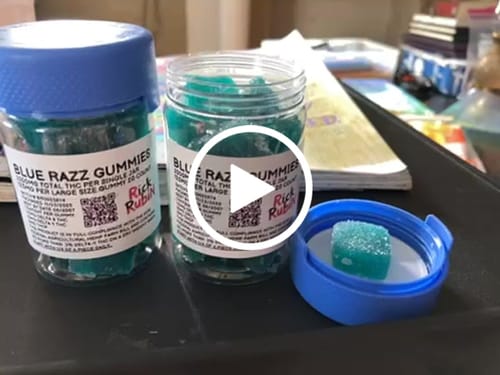 Customer video review of Blue Razz THC Gummies D8 D9 THCP 5000mg 40 Ct