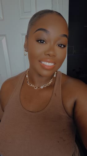 Customer photo review of Mocha Solstice Necklace (Brown/Tiger’s Eye)