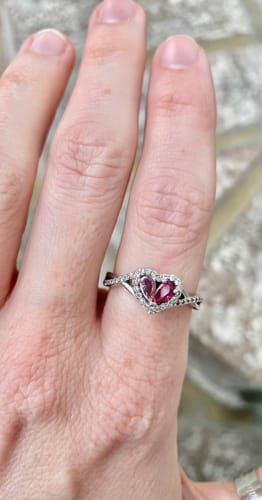 Customer photo review of Mother And Daughter Dual Teardrop Birthstone Heart Ring