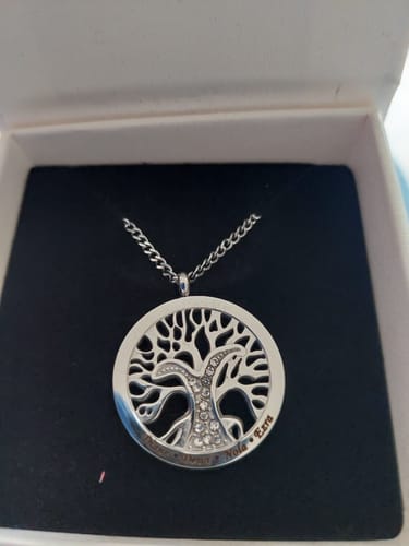 Customer photo review of Personalised Tree of Life Necklace with Zirconia Stones