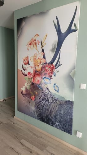 Customer photo review of Leinwandbild | Hirsch & Blumen | Hochformat