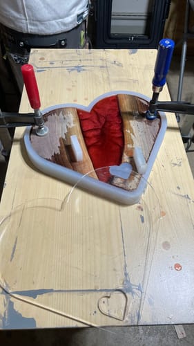 Customer photo review of 12.5x11.0" Heart Serving Board Acrylic Router Template