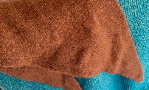 Customer photo review of Brand New Chestnut Brown Recycled Cashmere Triangle Scarf