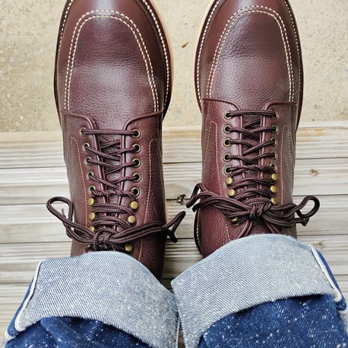 Customer photo review of Indiana MocToe Boot - luosjiet®boots - Dark Brown Lychee pattern Cowhide