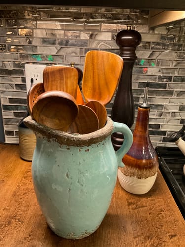 Customer photo review of Teak Wooden Utensil Set