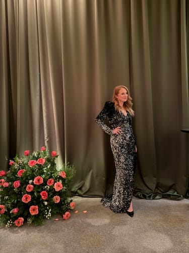 Customer photo review of Etoile Sequin Gown by Gemy Maalouf - RENTAL