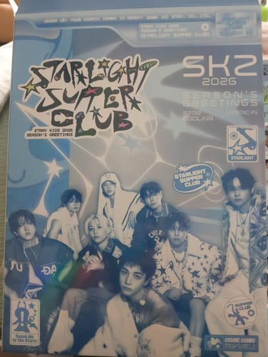 Customer's view of the STRAY KIDS - STARLIGHT SUPPER CLUB 2026 SEASON'S GREETINGS box, showing the blue cover art with group members.