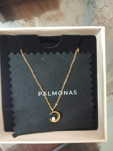 Customer photo review of Moon Charm Necklace