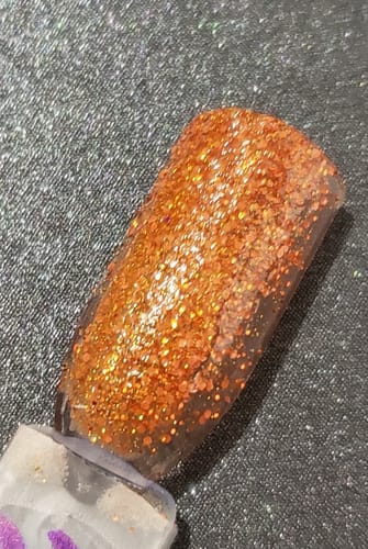 Customer photo review of D1508 Showgirl Orange Glitter Dip Powder
