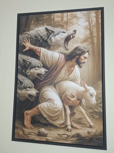Customer photo review of Jesus Protects The Lamb From Wolves