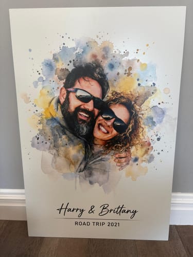 Customer photo review of Personalized Watercolor Metal Portrait
