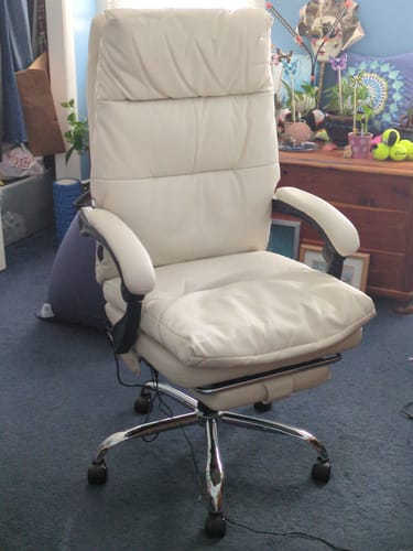 Customer photo review of Homrest High Back Executive Chair with Double Thick Cushion, Heat and Massage - Beige