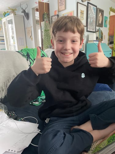 Customer photo review of The Classic Kids Squiddy Hoodie