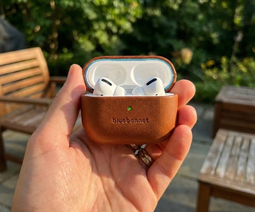 Customer photo review of The Companion Leather AirPods Pro 3 Case - Saddle Tan