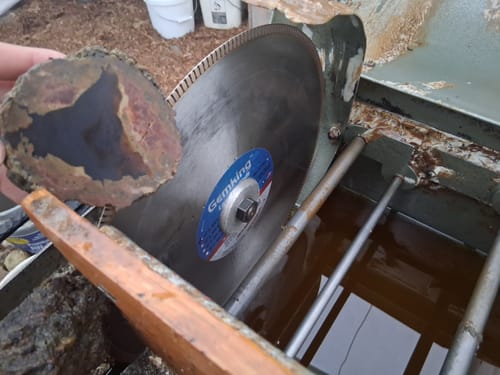 Customer photo review of Gemking Lapidary Saw Blades with Ultra-Thin Notched Rim for Wet Cutting of Hard Materials such as Agate, Petrified Wood or Jade