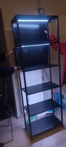 Customer photo review of Βιβλιοθήκη με LED Φωτισμό 178 εκ Ύψος Ραφιέρα Βιτρίνα Μαύρη 6 Ράφια LL-S120B57
