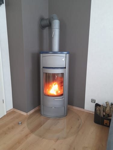 Customer photo review of Glasplatte Kamin, Funkenschutzplatte Glas für Kaminofen - Kreis