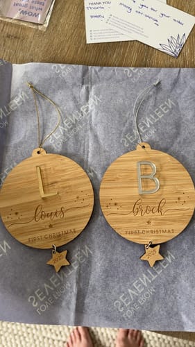 Customer photo review of Monogram First Christmas Bauble