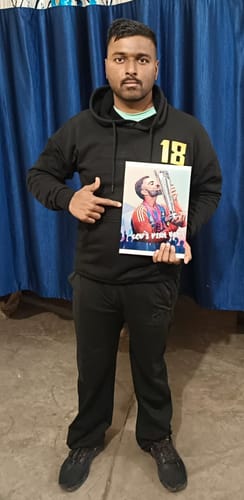 Customer photo review of Virat Kohli - God's plan Baby - Fan based Emotional Moment-Acrylic Poster