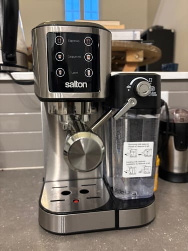 Customer photo review of Salton Stainless Steel 3-In-1 Digital Espresso, Capuccino & Latte Machine