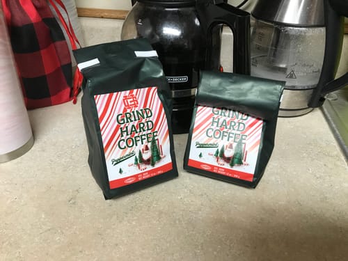 Customer photo review of PREMIUM PEPPERMINT BLEND COFFEE