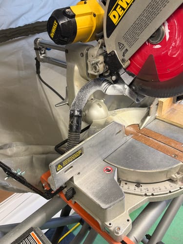 Customer photo review of Dewalt DW708 Sliding Miter Saw Dust Collection Chute