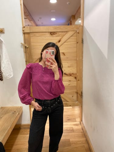 Customer photo review of Blusa Panal Chiffon Pink