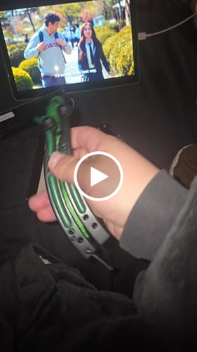 Customer video review of Video Game Inspired EMERALD GAMMA DOPPLER Practice Balisong Butterfly Trainer