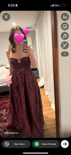Customer photo review of The Windsor Maxi Dress in Cranberry