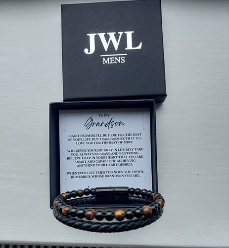 Customer photo review of To My Grandson - 21cm Leather and Bead Bracelet - JWL Men's Bracelet