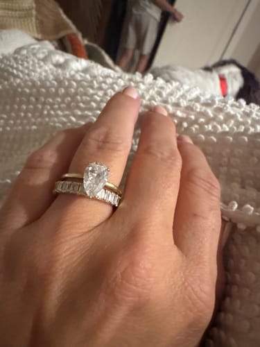 Customer photo review of 2ct Emerald Lab-Grown Diamond 3/4 Eternity Band in 14k Yellow Gold