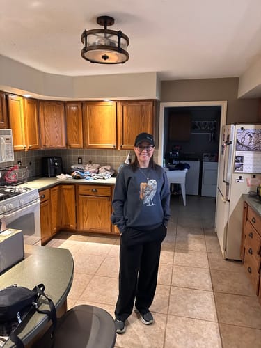 Customer photo review of Barred Owl Backpacker Sweatshirt