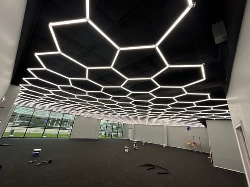 Customer photo review of LED Hexagon Garage Lights Custom Order