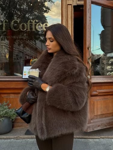 Customer photo review of Gillian Faux Fur Short Coat