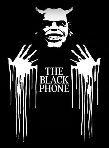 Customer's graphic for the 'The Black Phone' unisex t-shirt, showing a white masked figure and dripping hands on a black background.