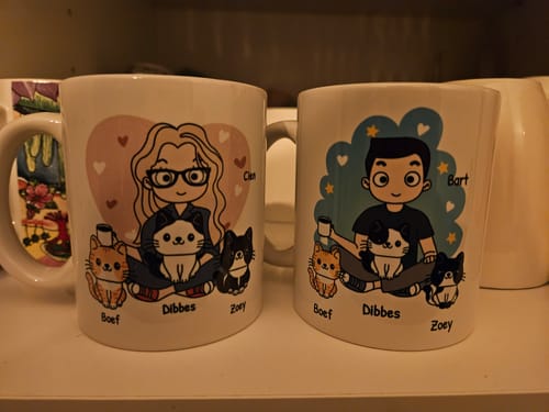 Customer photo review of Huisdierouders - Gepersonaliseerde mok (Comic Style)