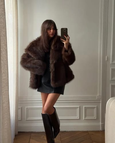 Customer photo review of Gillian Faux Fur Short Coat