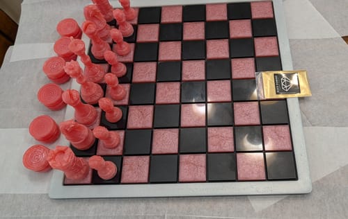Customer photo review of 14.5x14.5x0.5" Medium Chess Board Silicone Mold With 1.5" Squares