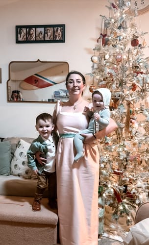 Customer photo review of The Belmont Dress in Dusty Pink