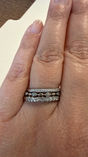Customer photo review of 14K Gold Pave Diamond Stackable Ring/Wedding Band