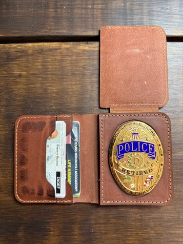 Customer photo review of Minimalist Badge Wallet - Chestnut Brown