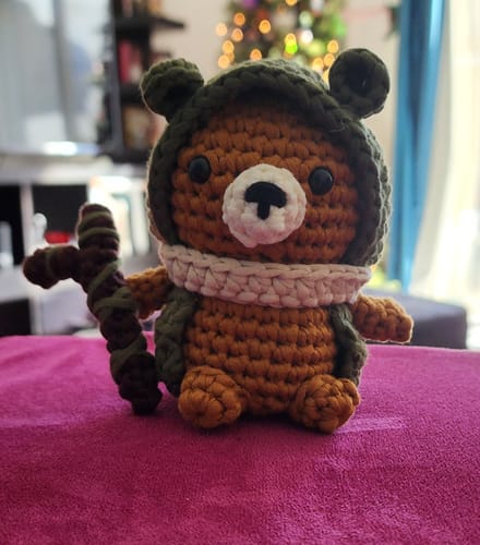 Customer photo review of Grun The Druid Bear Crochet Kit